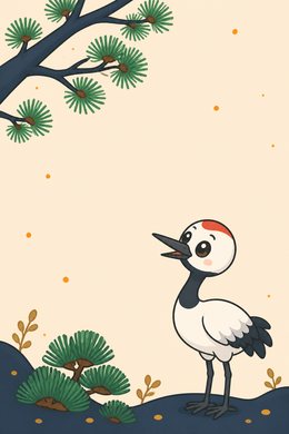 一月 松に鶴
