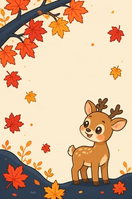 十月 紅葉に鹿